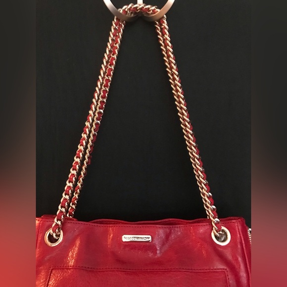 Rebecca Minkoff Swing Distressed Red Leather Shoulder Bag - Picture 6 of 8
